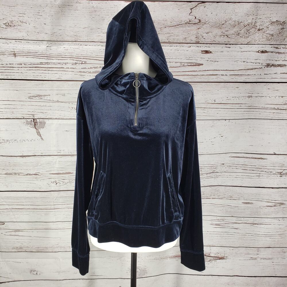 Abercrombie & Fitch Blue Velvet Hooded 1/4 Zip Jacket Size Medium